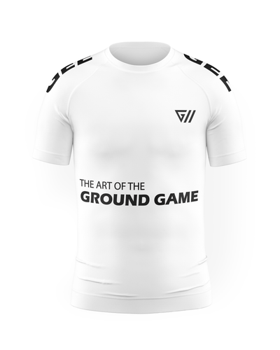 Rash Guard Short Sleeve - Art of the Ground Game White - PREMIUM